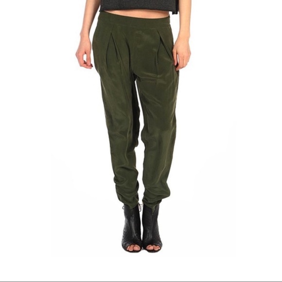 EVERLY SILK HAREM PANTS GREEN S - Picture 1 of 4